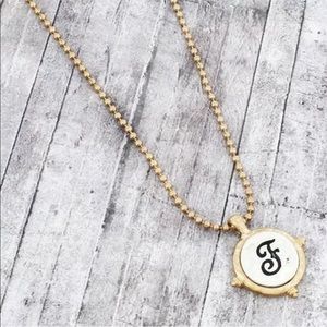 Worn Two-Tone Monogram Initial Letter F Necklace